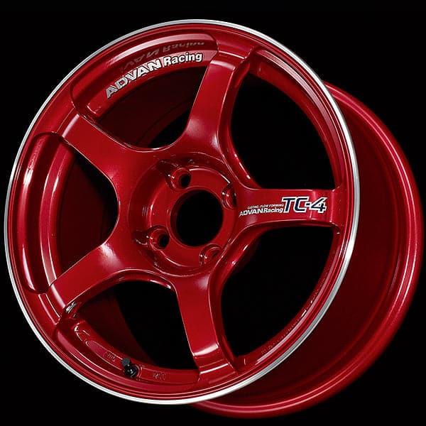 Advan TC4 16x7.0 +42 4-100 Racing Candy Red & Ring Wheel